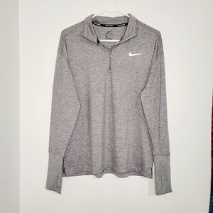 Nike Dri-Fit Runinng Women's Gray 1/4" Zip Pullover. Size L.